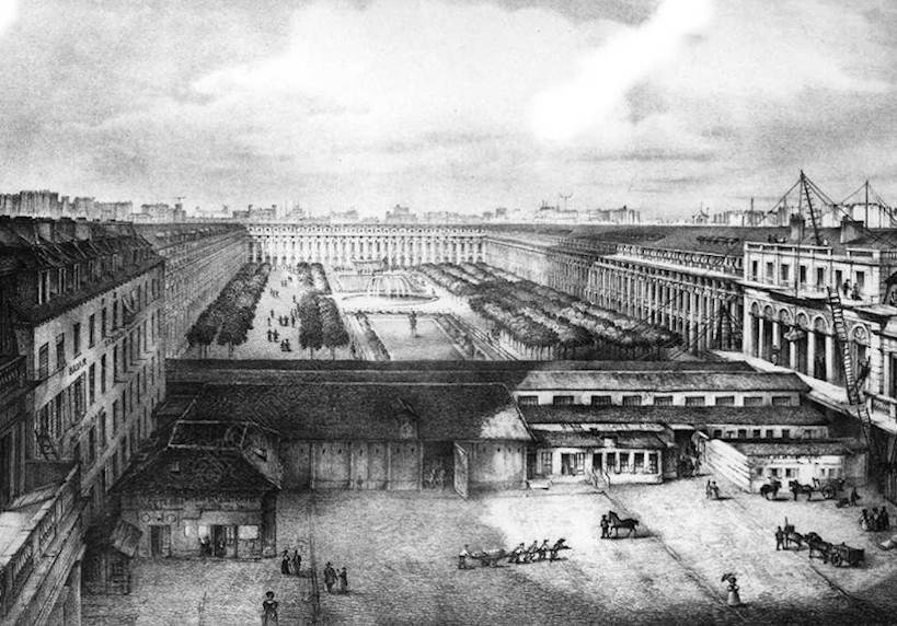 Gravure du Palais Royal et de la galerie des Bois, 1828