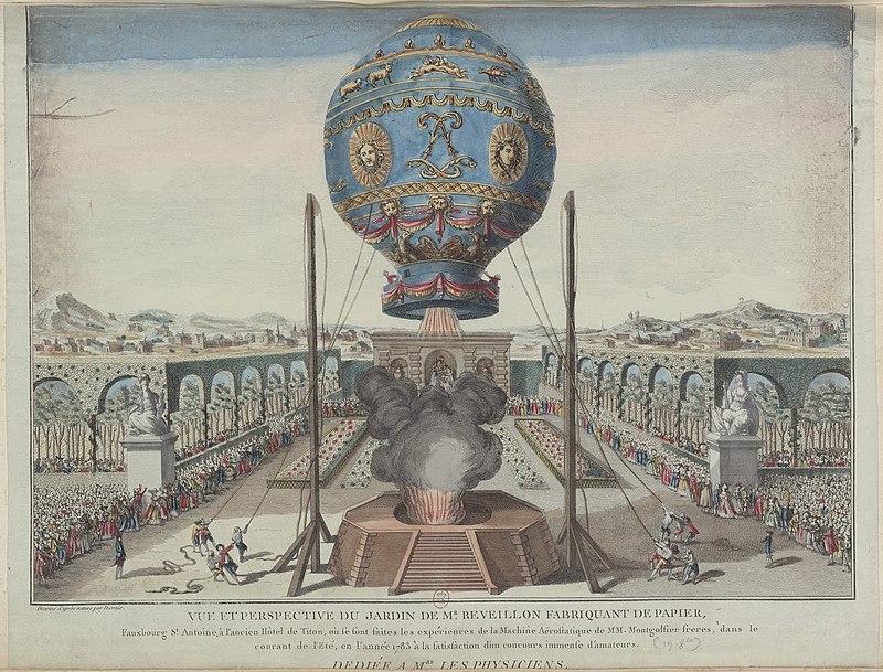Ascension de la Montgolfière et premier vol habité avec Pilâtre de Rozier, 1783, Folie Titon